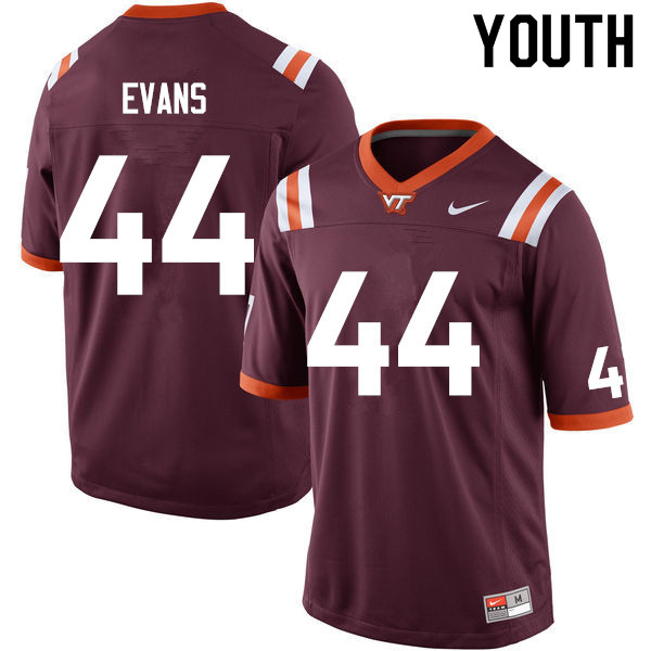 Youth #44 J'Wan Evans Virginia Tech Hokies College Football Jerseys Sale-Maroon